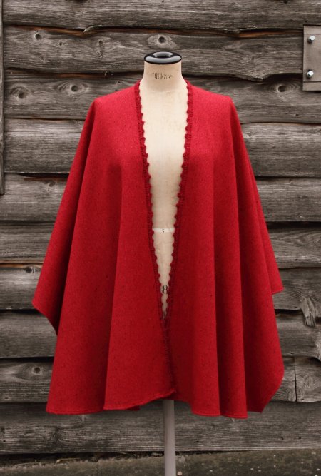 Vintage Red Donegal Tweed Throw Cape
