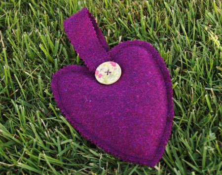 Harris Tweed Mulberry Lavender Heart