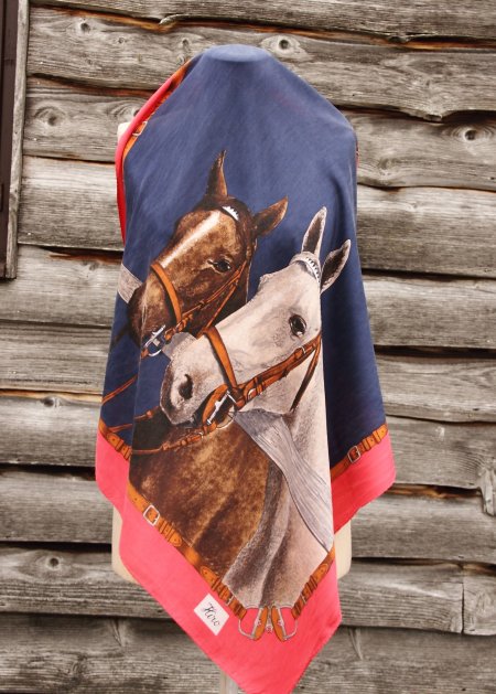 Vintage Silk Horse Scarf