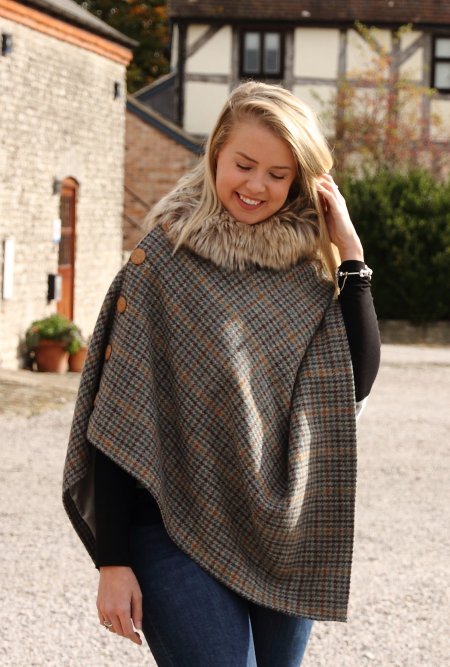 Harris Tweed & Faux Fur Cape