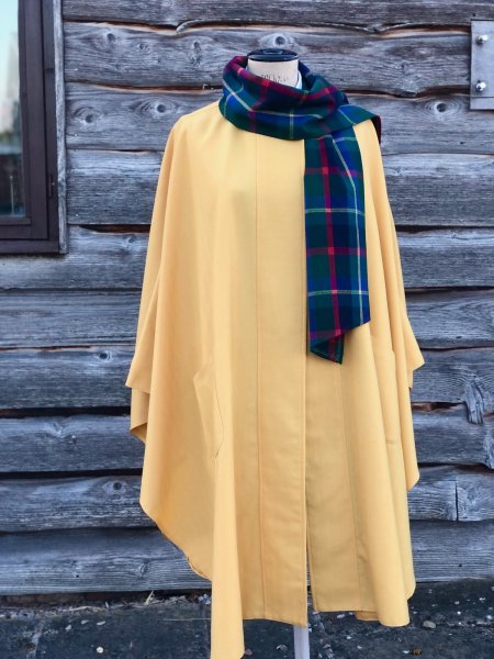 Avoca Yellow Wool & Tartan Cape