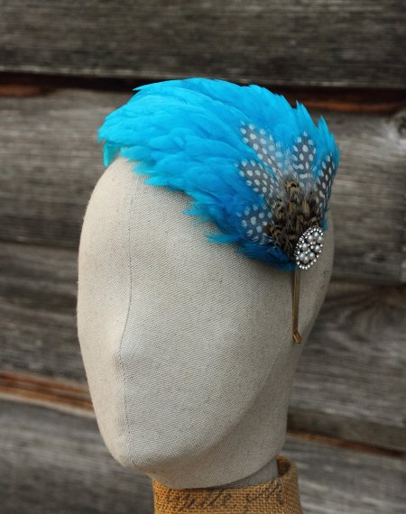 Turquoise Feather Fascinator 
